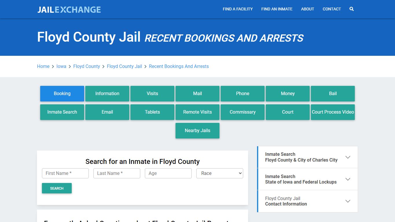 Floyd County Jail IA Recent Arrests and Bookings - Jail Exchange