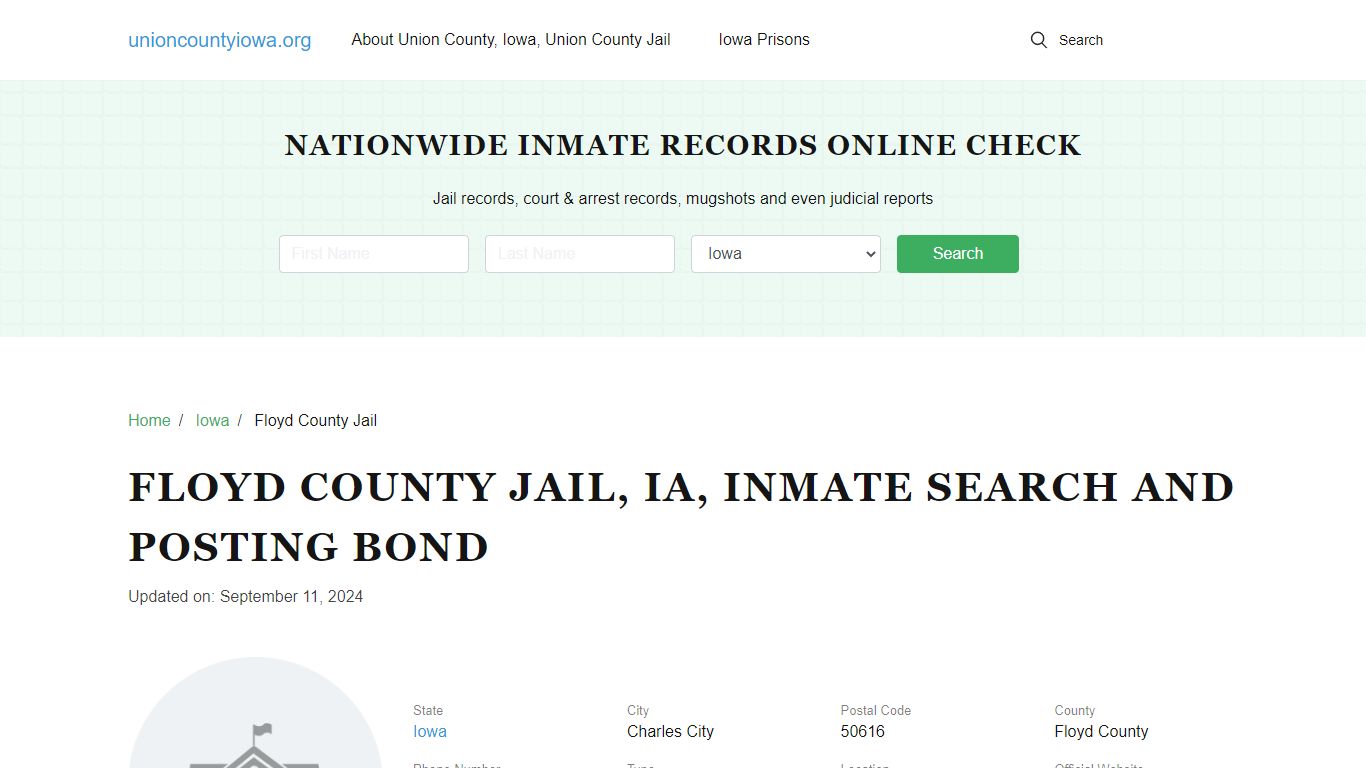 Floyd County Jail, IA, Inmate Search, Visitations